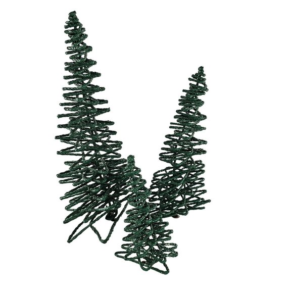 Department 56 Accessory Frosted Zig Zag Trees Set Of 3 Resin Snow Village 52507 - Picture 2 of 8
